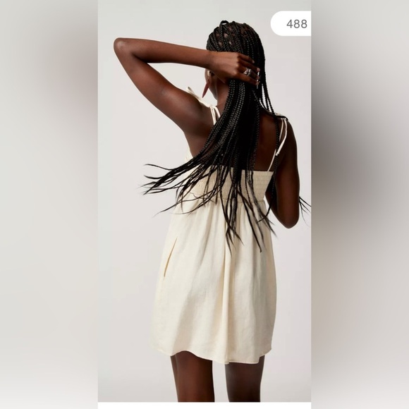 NWT Urban Renewal EcoLinen Tie Shoulder Ruched Babydoll Cream , size S - Picture 7 of 12